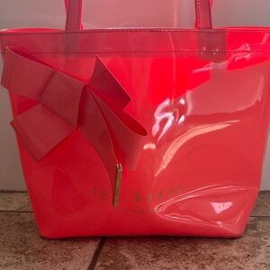 Ted Baker Coral-Red Patent Bow Tote